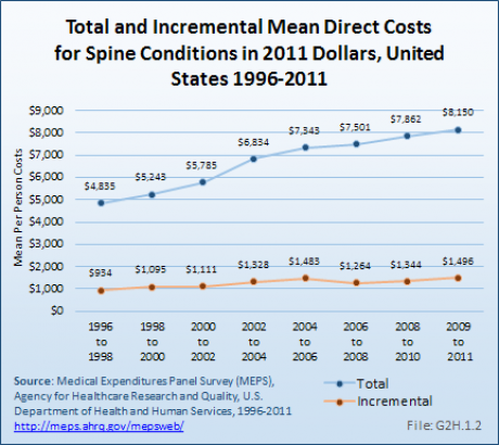 Total and Incremental Mean Direct Costs for Spine Conditions